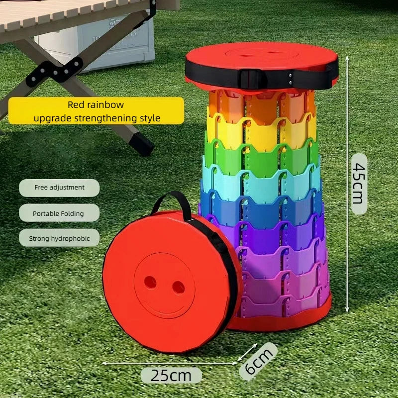 Folding Stool Outdoor Portable Chair Retractable Adjustable Bench Camping, Fishing Multi-scene Applicable