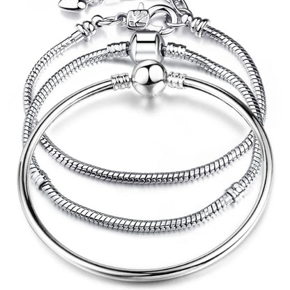 Sterling Silver Heart Moon Star Pendant Bracelet - Smarsty