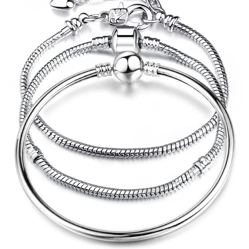 Sterling Silver Heart Moon Star Pendant Bracelet - Smarsty