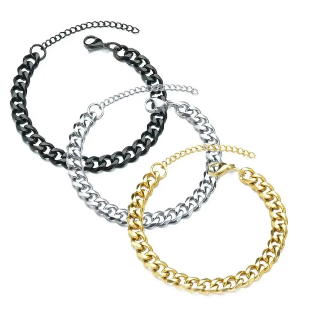 Trendy Stainless Steel Cuban Chain Bracelet for Men - Smarsty