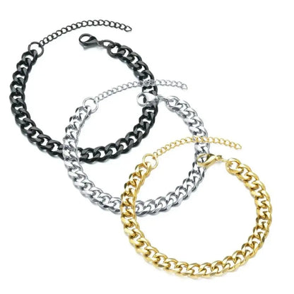 Trendy Stainless Steel Cuban Chain Bracelet for Men - Smarsty