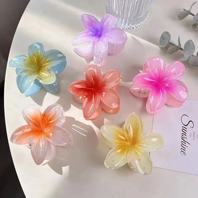 Gradient Large Flower Acrylic Hair Clip Boho Beach Accessory - Smarsty
