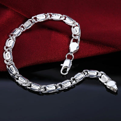Sterling Silver Square Chain Bracelet Unisex Gift - Smarsty