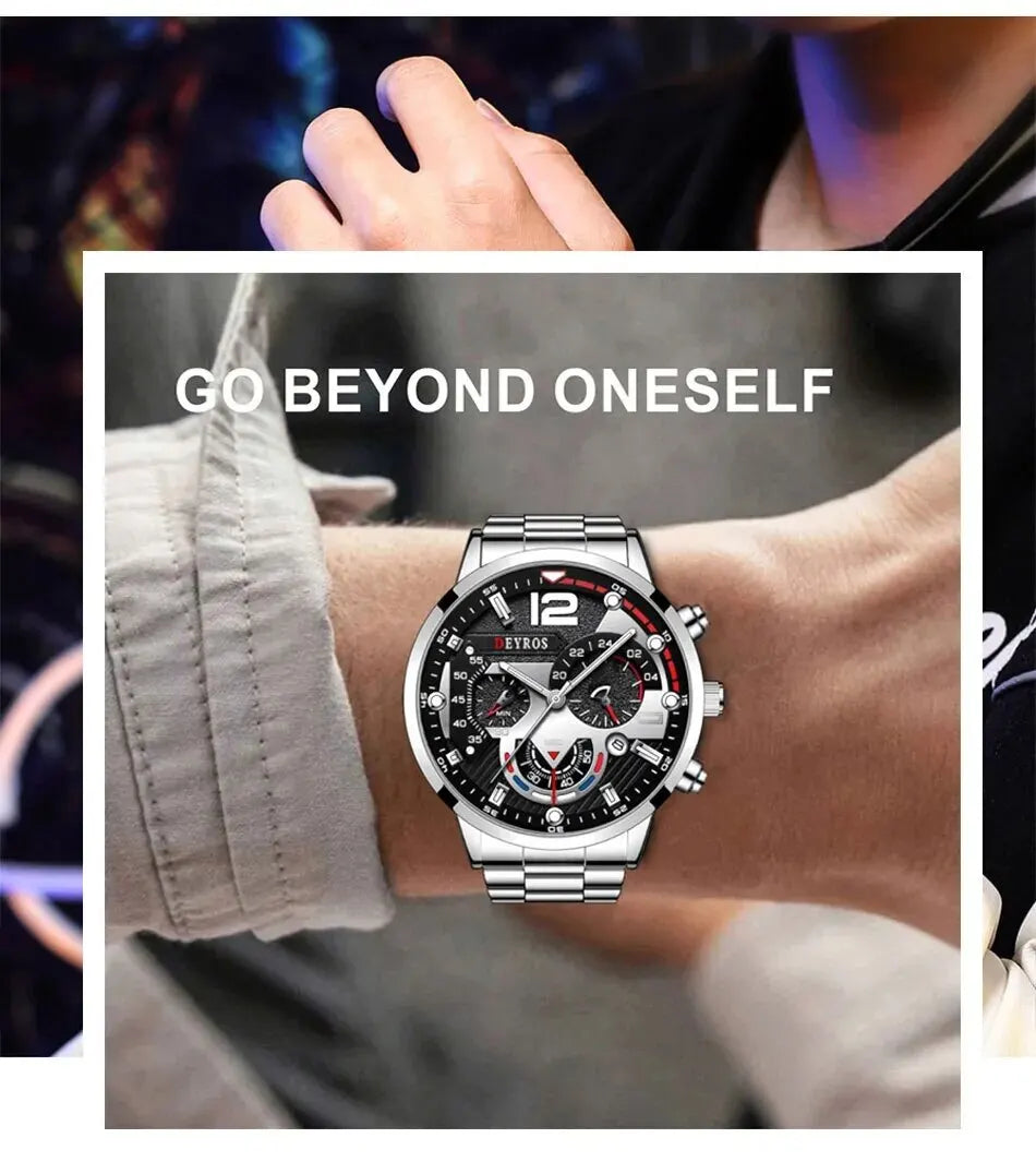 Luxury Men's Silver Quartz Watch With Luminous Feature - Smarsty