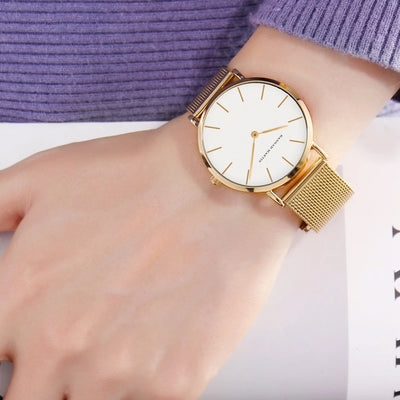 Rose Gold Women's Bracelet Watch with Japan Quartz Movement - Smarsty
