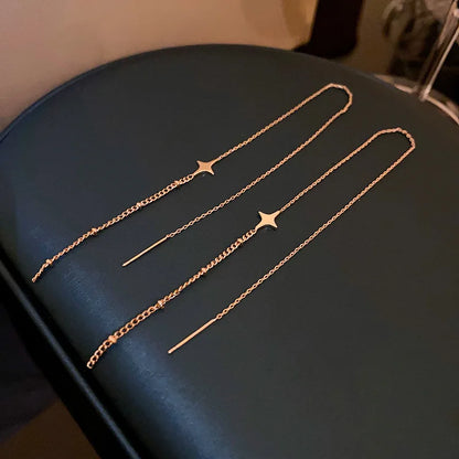 Geometric Square Drop Earrings for Women with Long Tassels - Smarsty