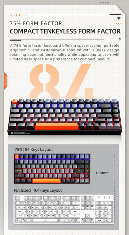 Mechanical Keyboard 75 Percent Hot Swappable Backlit Gaming