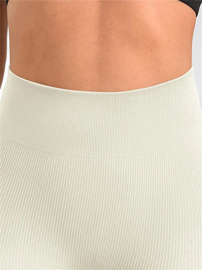 Women's Solid High Waist Sports Shorts, High Stretch Seamless Yoga Leggings, Ladies Sportswear for Indoor Outdoor Wear - Smarsty