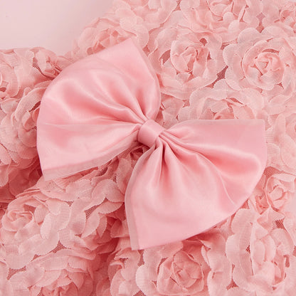 Pink Dog Princess Dress with Embroidered Flowers and Bowknot - Smarsty