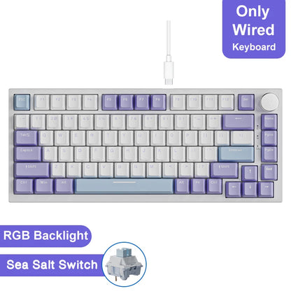 Mechanical Keyboard 82 Keys Wireless Bluetooth 5.1 Knob