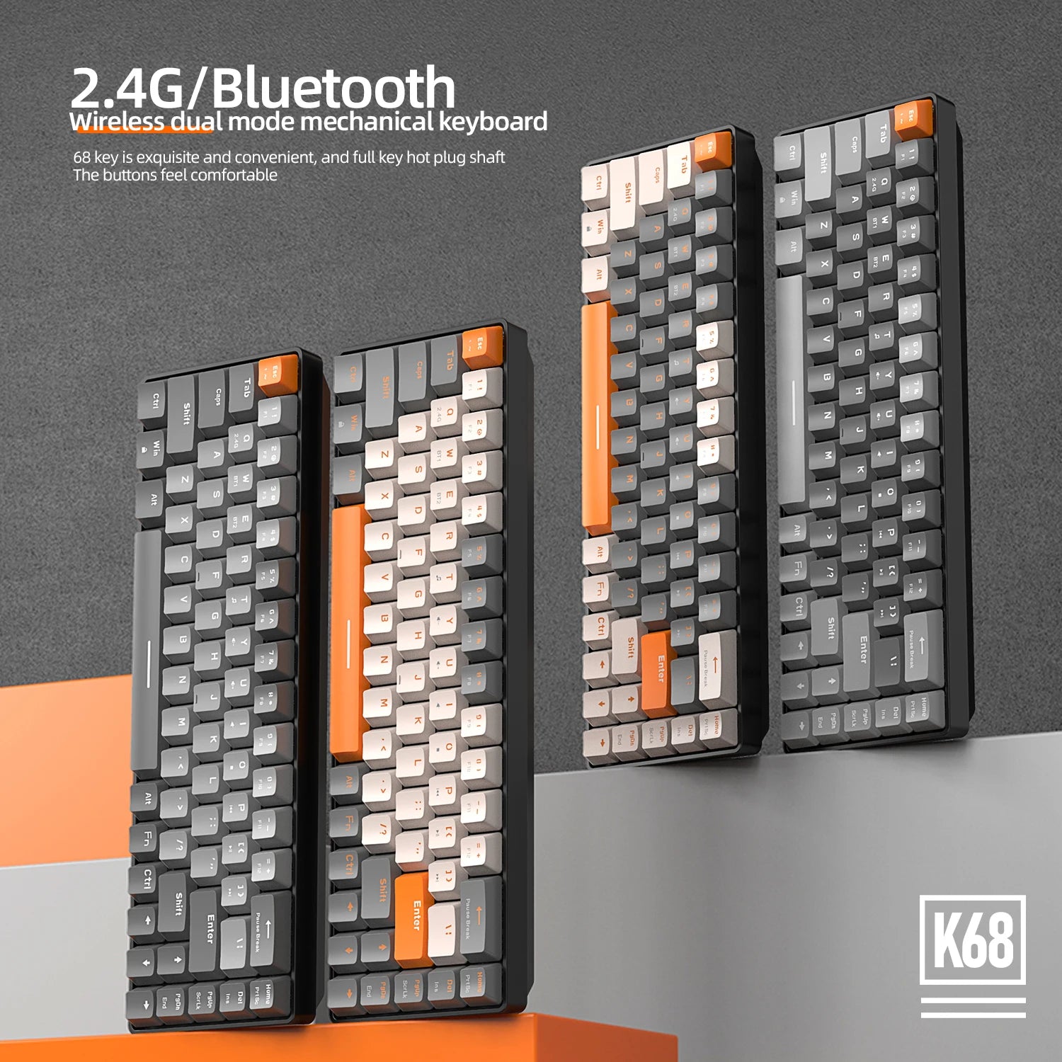 Wireless 60 Percent Mechanical Keyboard Bluetooth Hot Swap