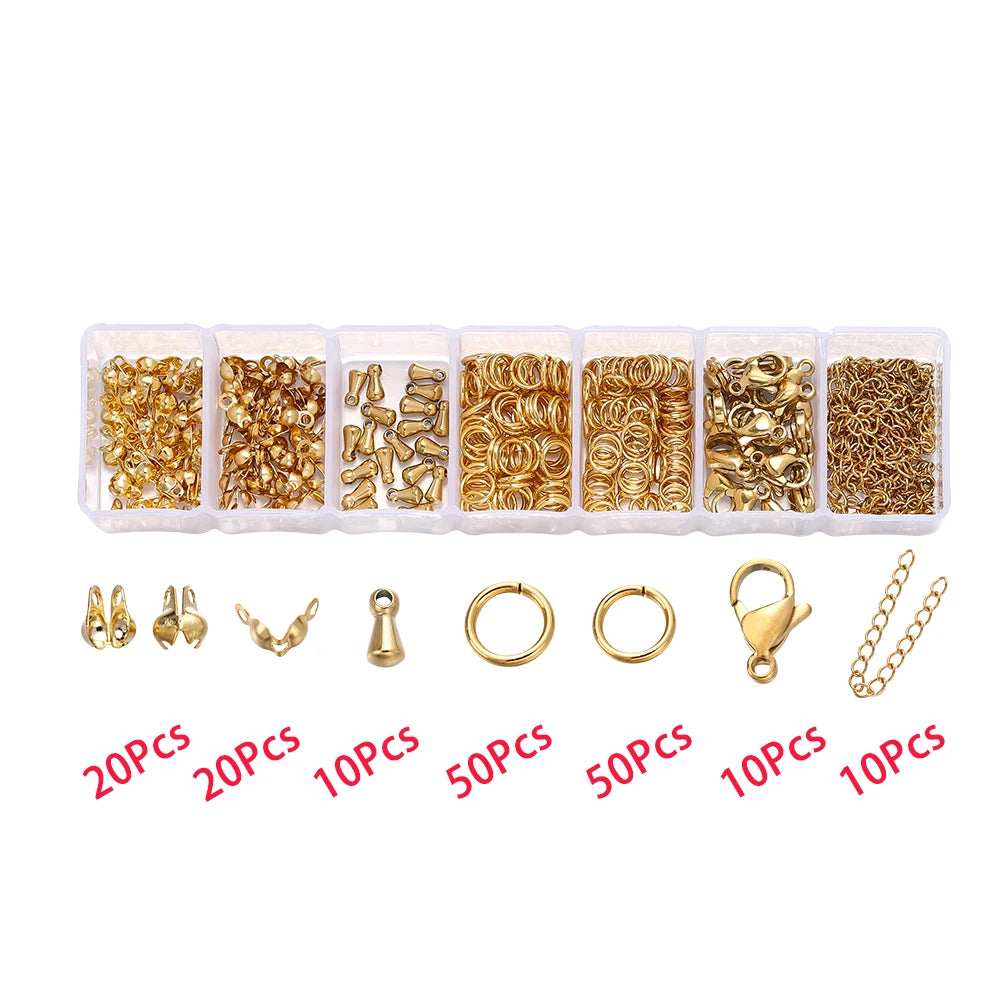 Bulk Jewelry Findings Kit 400Pcs Lobster Clasps Beads - Smarsty