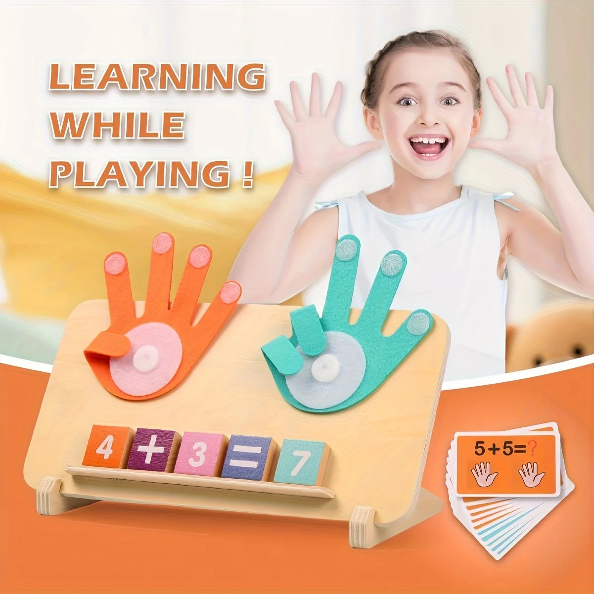 Wooden arithmetic learning board for children over 3 years old - educational toy with number blocks and math operation cards, in - Smarsty