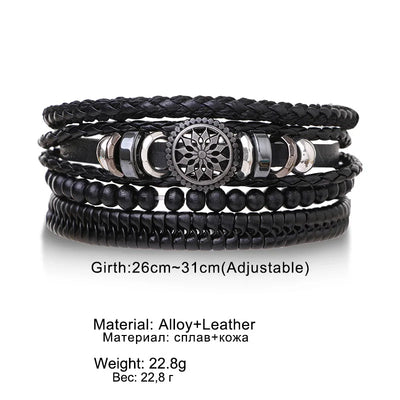 Braided Leather Bracelets for Men with Vintage Charms - Smarsty