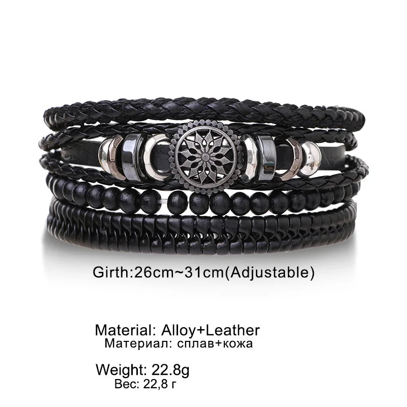 Braided Leather Bracelets for Men with Vintage Charms - Smarsty