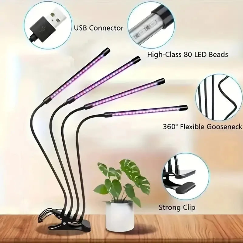 USB LED Plant Grow Light Indoor Garden 5 Dimmable Levels Grow Light Full Spectrum Timer Setting Hydroponic Greenhouse 3H/9H/12H