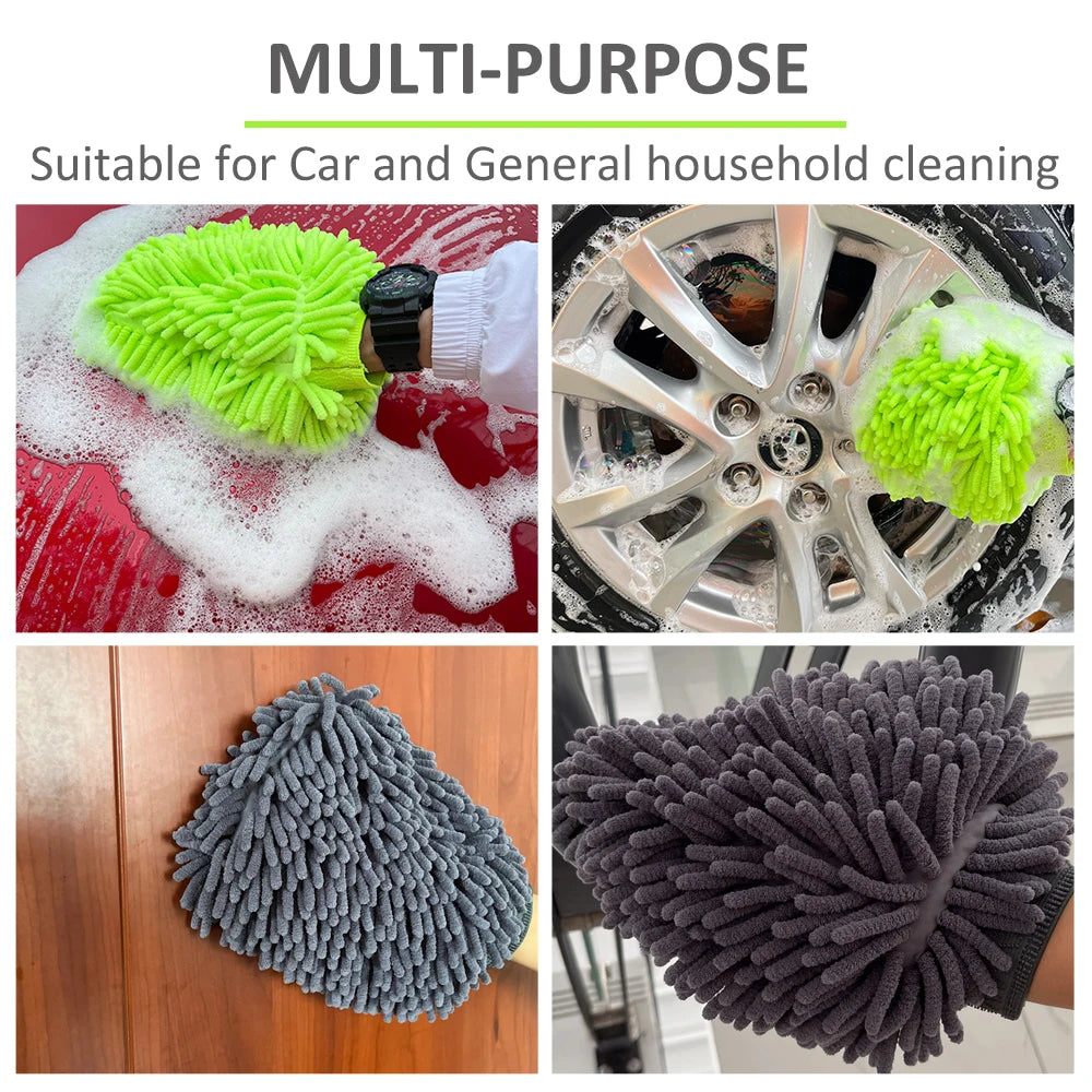Thickened Chenille Car Wash Gloves Double Sided Plush - Smarsty