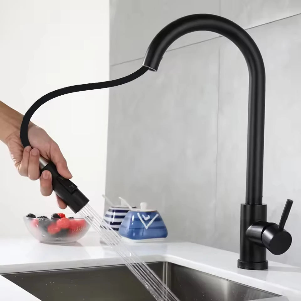 304 Chrome Kitchen Faucet with Pull-Out Spray Feature - Smarsty