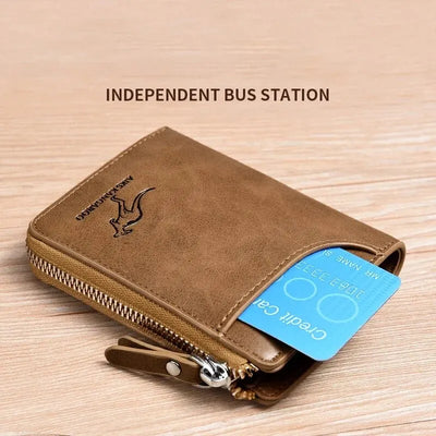 Mens Wallet Leather Business Card Holder Zipper Purse Luxury Wallets for Men RFID Protection Purses Carteira Masculina Luxury - Smarsty