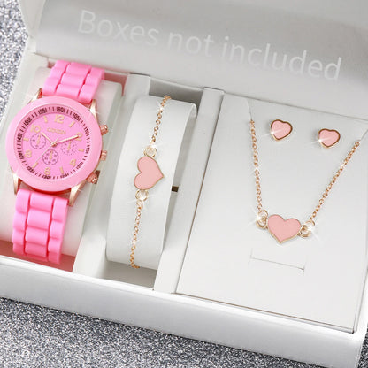Fashionable Women Quartz Watches Set with Silicone Bands - Smarsty