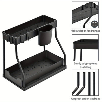 Multi-layer Pull-out Finishing Seasoning Household Kitchen Rack Bathroom Sink Layered Sundries Storage Rack by Smarsty
