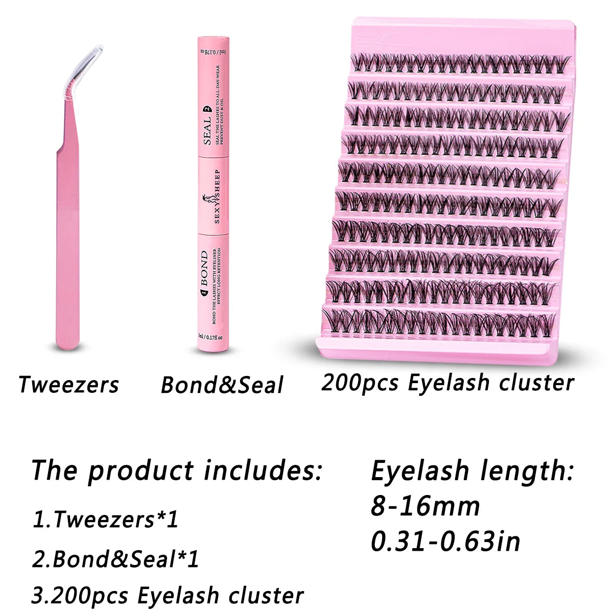 DIY Eyelash Extension Kit with 200pcs D Curl Clusters - Smarsty