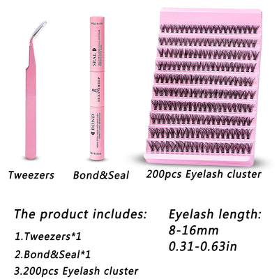 DIY Eyelash Extension Kit with 200pcs D Curl Clusters - Smarsty