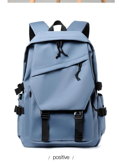 One 15 Inch Polyester Waterproof Solid Color Simple Men's Backpack Fashion Couple Student Computer Backpack
