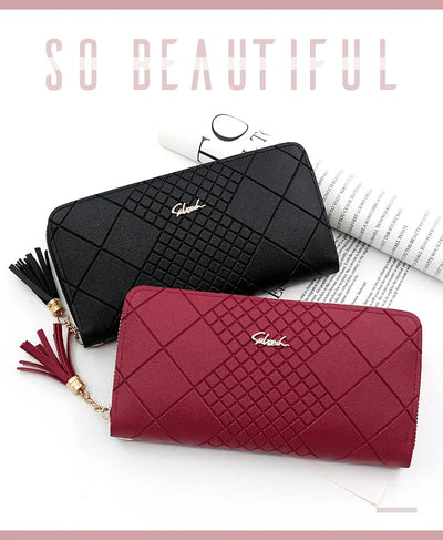 Zipper Money Coin Purse Women Card Holder Long PU Leather Clutch Wallet Large Capacity Lady Wristlet Phone HandBags Money Pocket - Smarsty