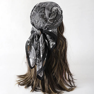 Bohemian Silk Square Scarf for Women Luxury Floral Print - Smarsty
