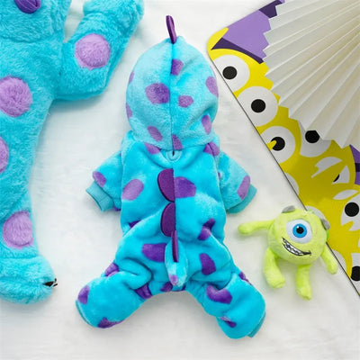 Funny Dog Dinosaur Halloween Costume Soft Warm Dog Clothes for Small Dogs Pixar Monsters Overalls for Cat Winter Puppy Hoodies