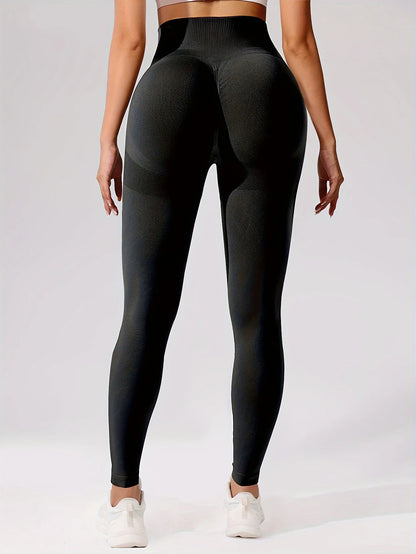 CZGUKE Women's seamless gym yoga pants high waist peach hip solid color tight fitting sports pants yoga cycling sports pants - Smarsty