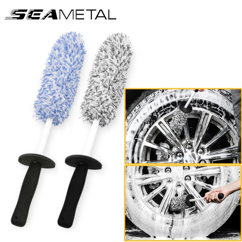 Car Wheel Brush With Premium Microfiber And Non Slip Handle - Smarsty