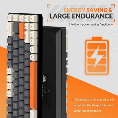 RK68 60% Wireless Mechanical Keyboard, Bluetooth 5.0/2.4GHz with Dual Mode 2-in-1 Receiver, 68-Key Hot-Swappable Gaming Keyboard - Smarsty