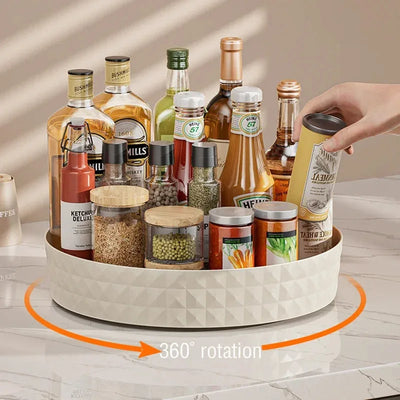 360 Rotating Seasoning Storage Rack Kitchen Storage Spice Rack Non-Slip Cabinet Organizer Tray Plate Cosmetic Organizer Bin by Smarsty