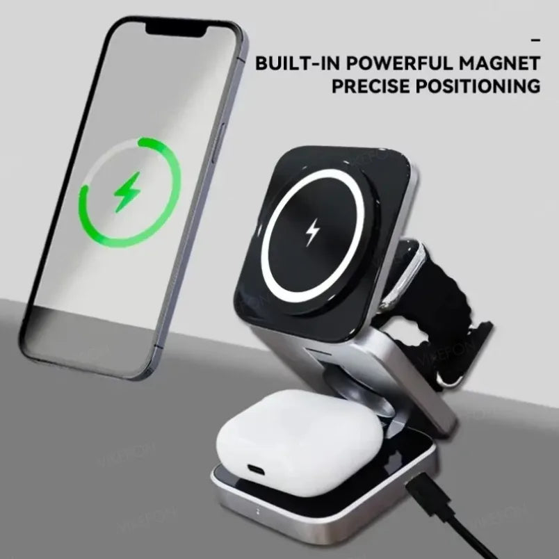 Foldable 3 In 1 Wireless Charger For iPhone And Watch - Smarsty