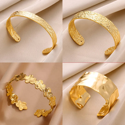 Luxury Gold Color Stainless Steel Cuff Bangle Bracelet - Smarsty