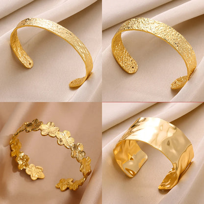 Luxury Gold Color Stainless Steel Cuff Bangle Bracelet - Smarsty