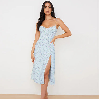 Women Elegant Floral Beach Vacation Bodycon Streetwear Long Dress 2025 Summer Clothes Wholesale Items For Business