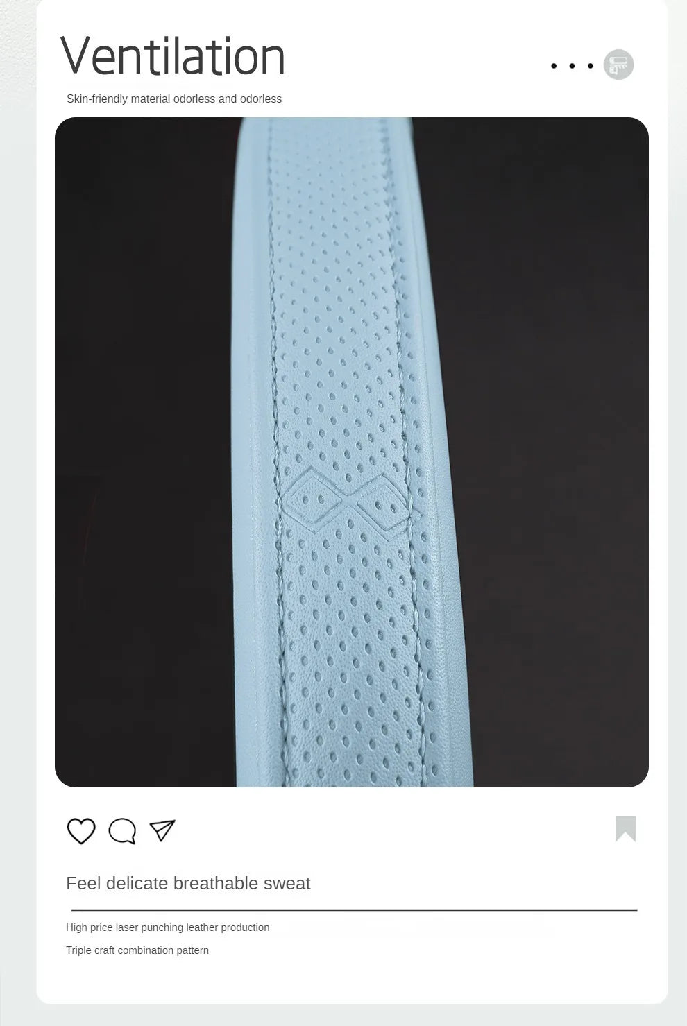 Napa Leather Perforated Patchwork Car Steering Wheel Cover, Non-slip, Breathable, Universal 15 Inch (Approx. 38cm)