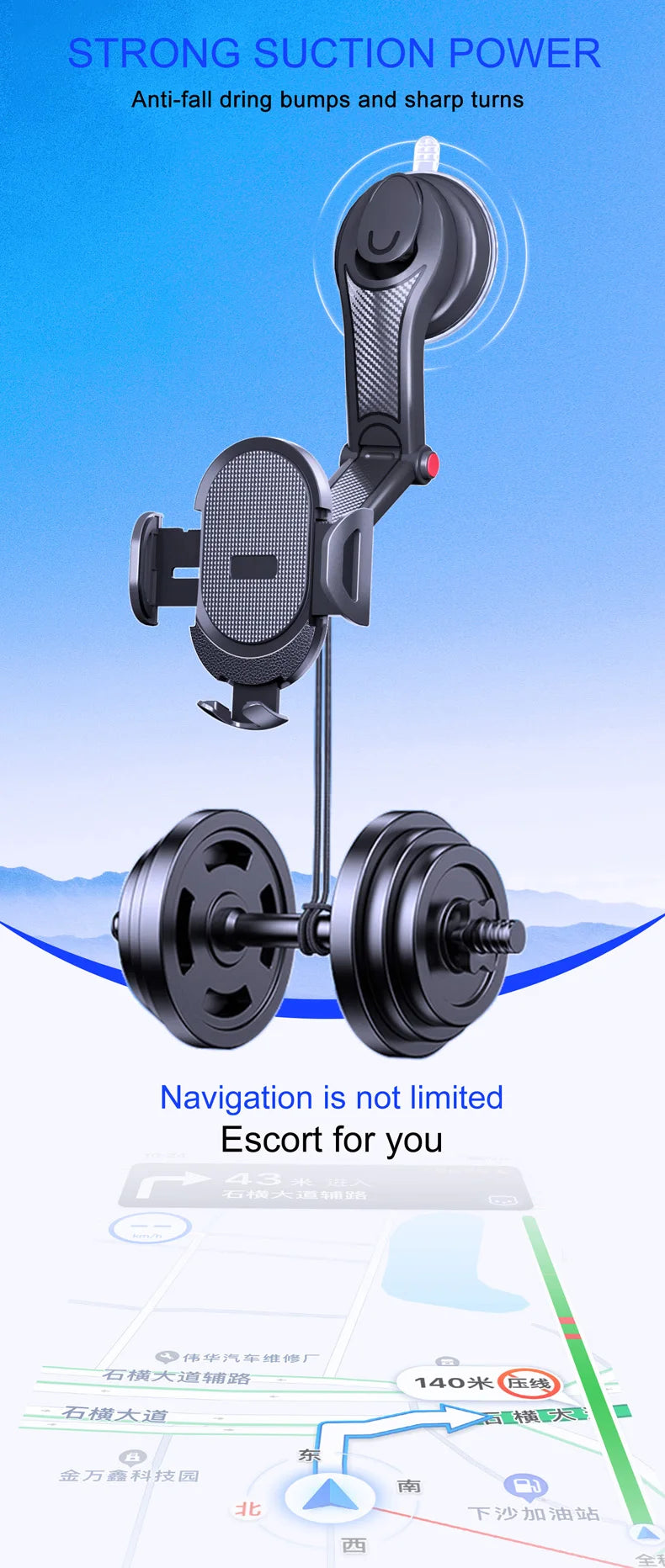 Gravity Car Phone Holder Dashboard Mount One Press Lock - Smarsty