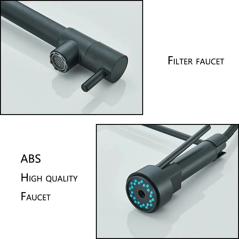 Black Kitchen Sink Faucet With Dual Spout Rotation - Smarsty