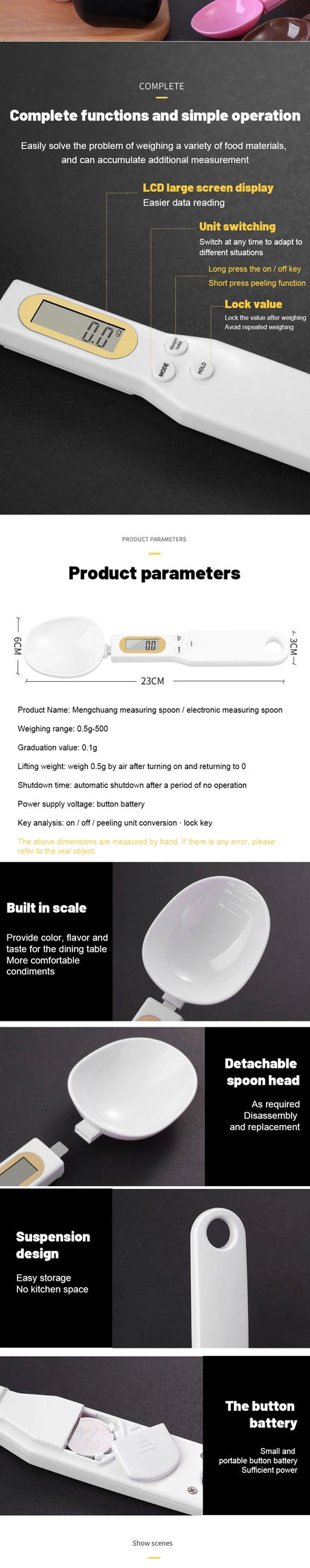 LCD Digital Measuring Spoon with Adjustable Weighing - Smarsty