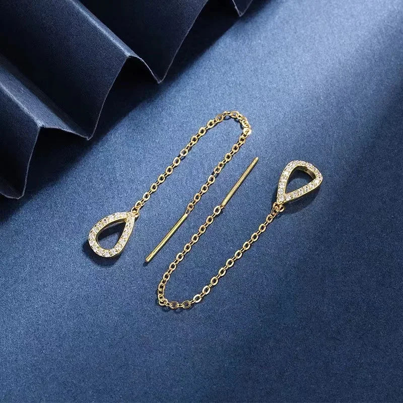 Rose Gold Drop Earrings with Zircon Crystals for Women - Smarsty
