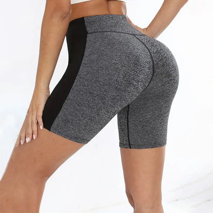 Colorblocked High Waist Yoga Shorts,Shorts for Women Tummy Control Workout Shorts for Women - Smarsty
