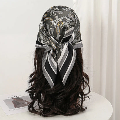 Bohemian Floral Print Silk Scarf for Women Sun Protection - Smarsty
