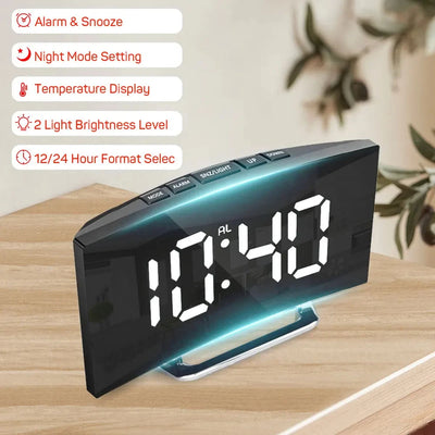 Noiseless Digital Alarm Clock with Large LED Display - Smarsty
