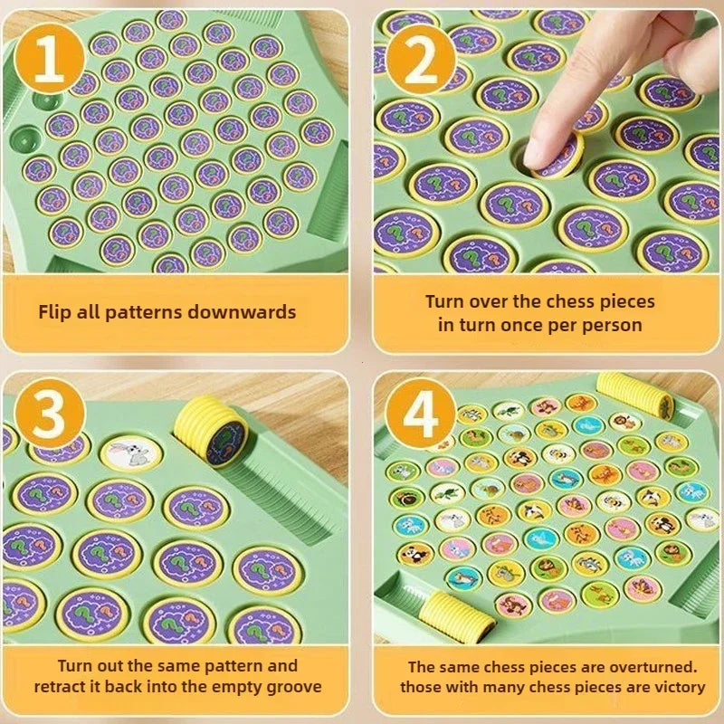 Kids Battle Chess Educational Toy Observation Concentration Training Fun Animal Flip Chess Parent-child Interactive Game Toys by Smarsty