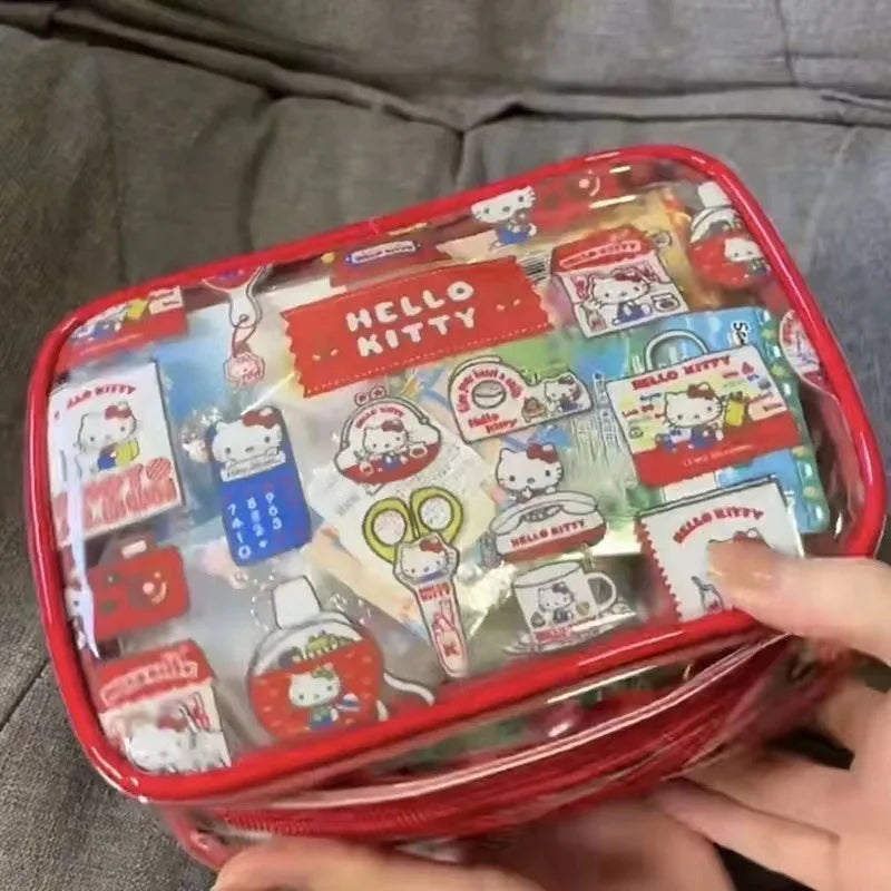 INS Korean Fashion HelloKitty Makeup Bag PVC Transparent Large Capacity Waterproof Lipstick Storage Bag WashBag Girls Woman Gift - Smarsty