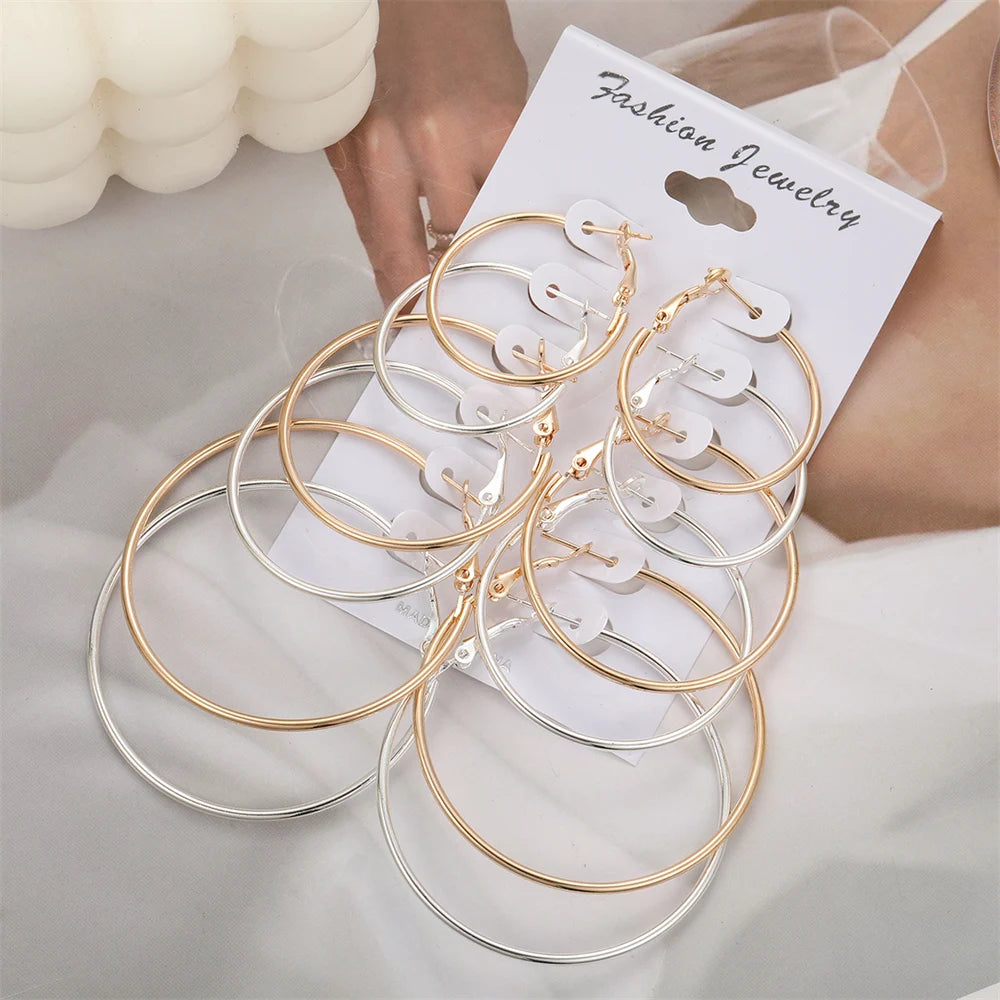 Gold and Silver Hoop Earrings Set for Women - Smarsty